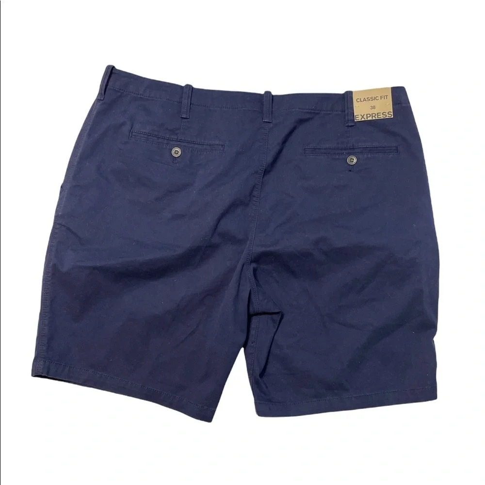 Express Classic Fit Stretch Shorts Mens Size 38 Plain Navy Blue, NWT